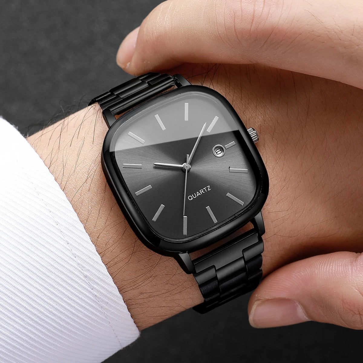 Calder Watch in Onyx Black worn on the wrist