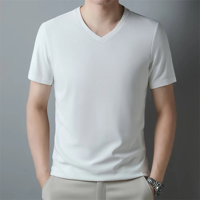 Fine-Knit V-Neck Tee