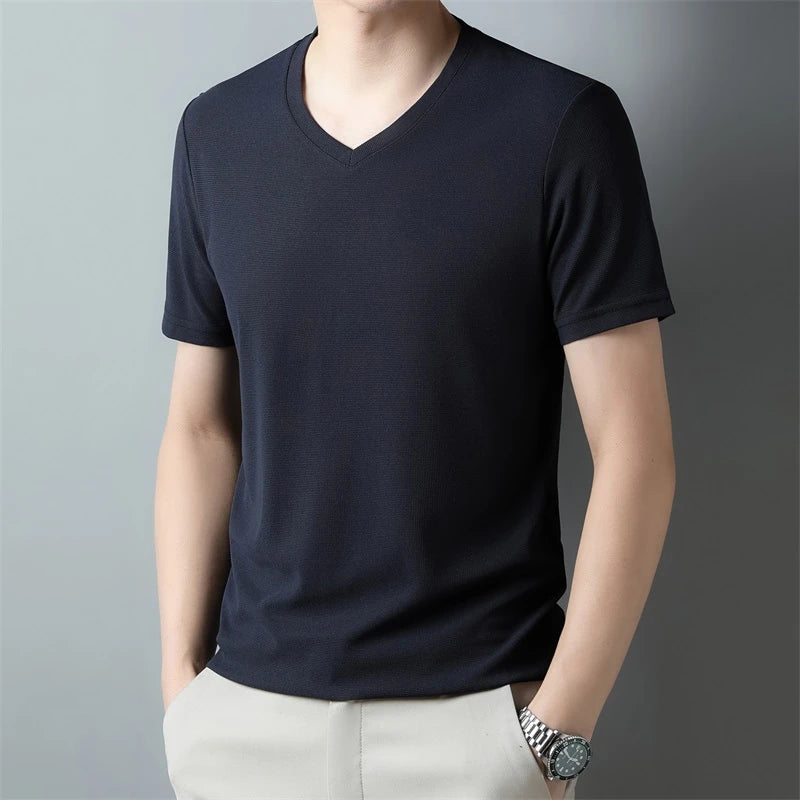 Fine-Knit V-Neck Tee