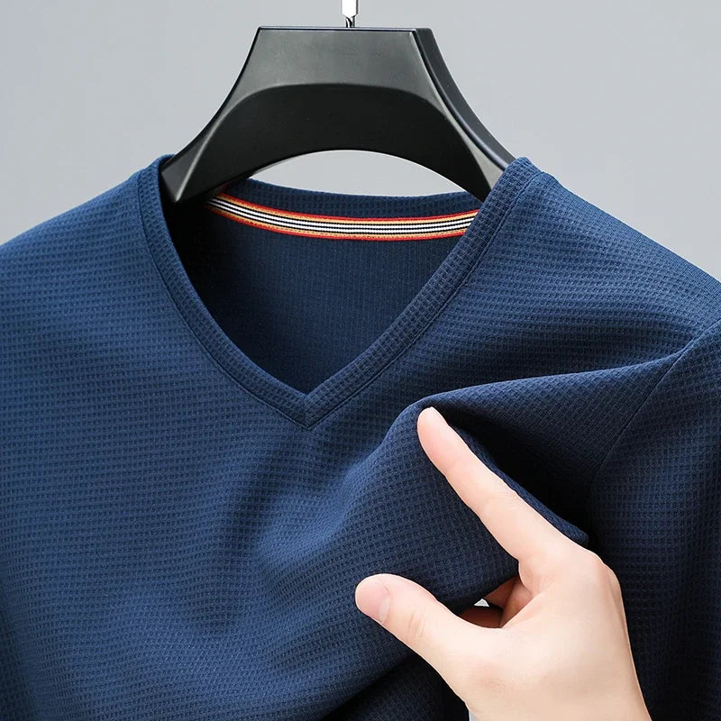 Fine-Knit V-Neck Tee