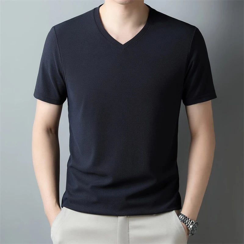 Fine-Knit V-Neck Tee