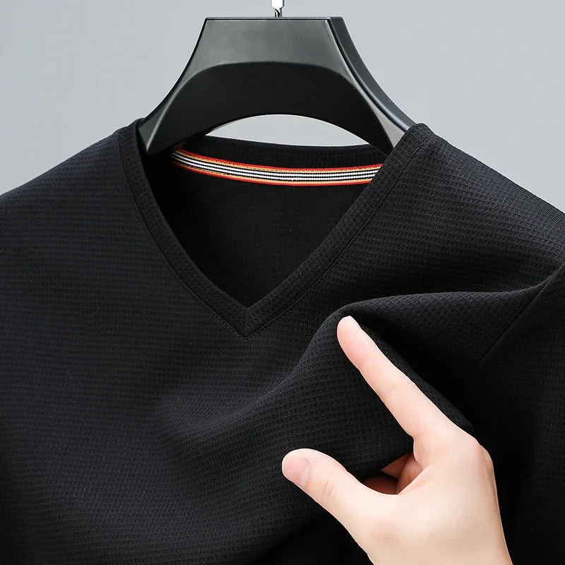 Fine-Knit V-Neck Tee