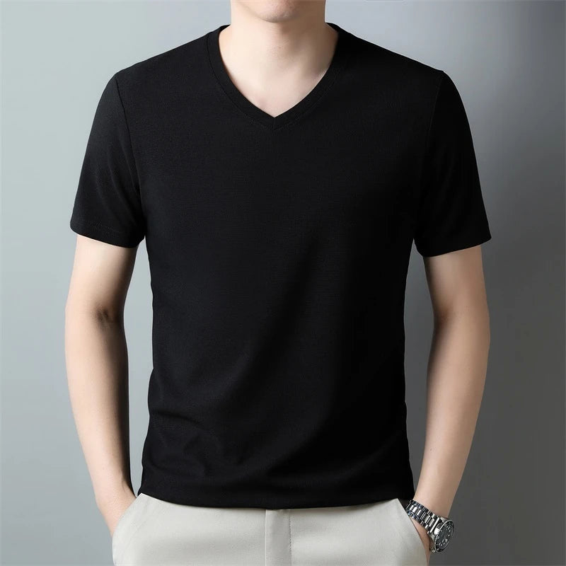 Fine-Knit V-Neck Tee