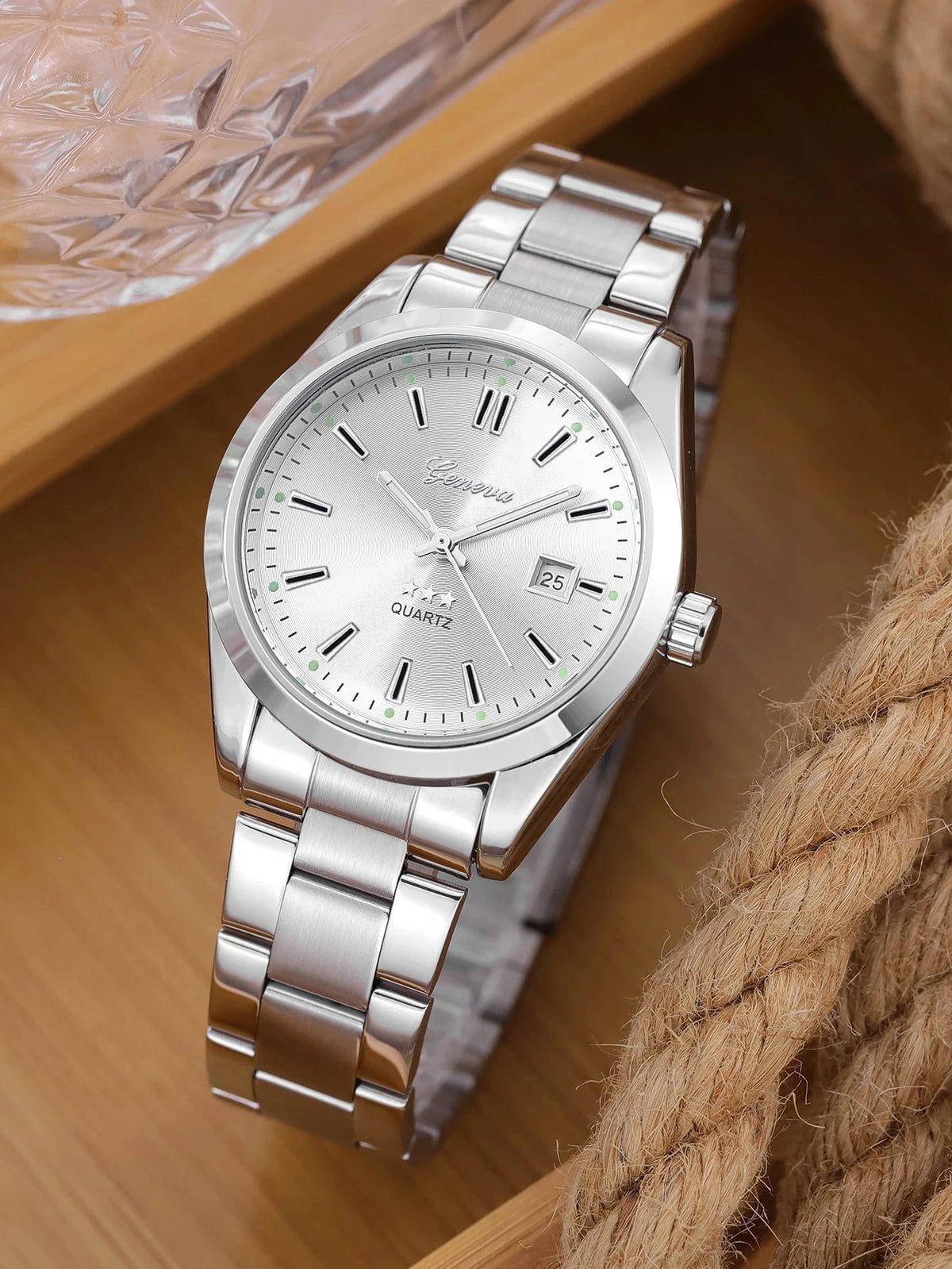 Ellery Watch resting on a wooden tray