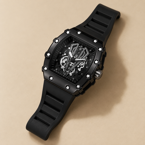 Drayton Watch in All Black on a silicone strap