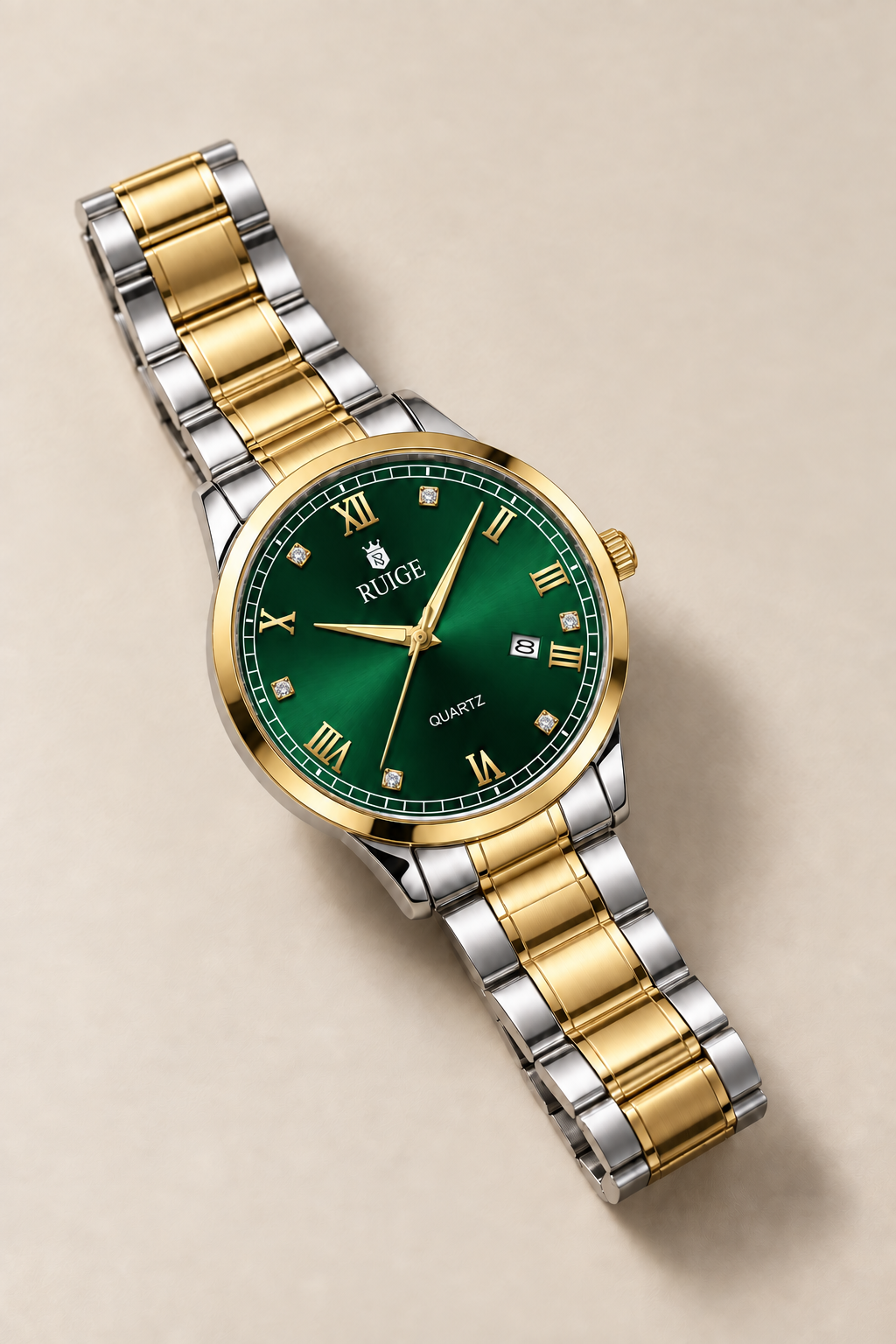 Halvern Watch in Gold Green