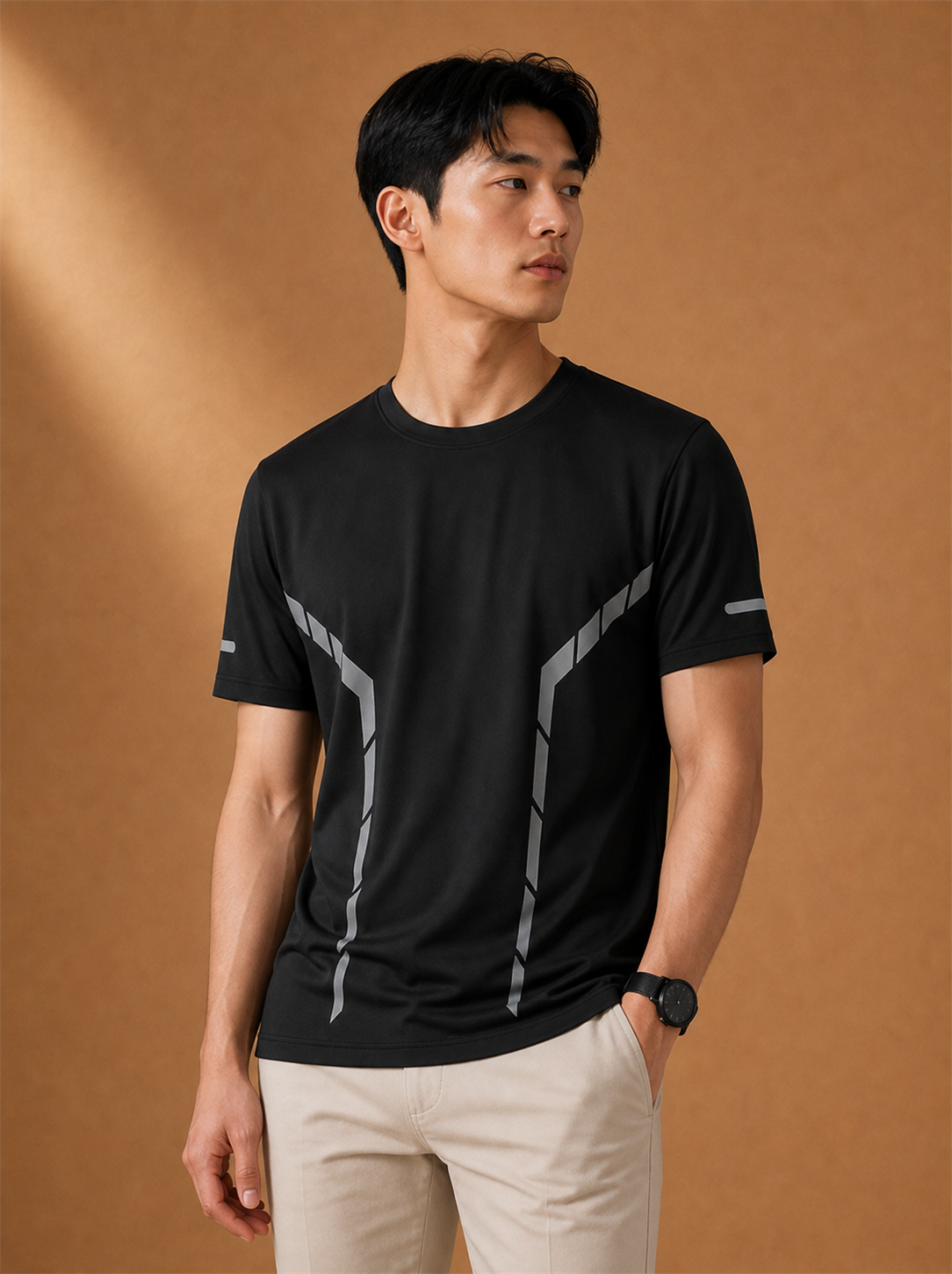 Ryker Running Tee worn by a model, LOCKSTEP catalogue photograph