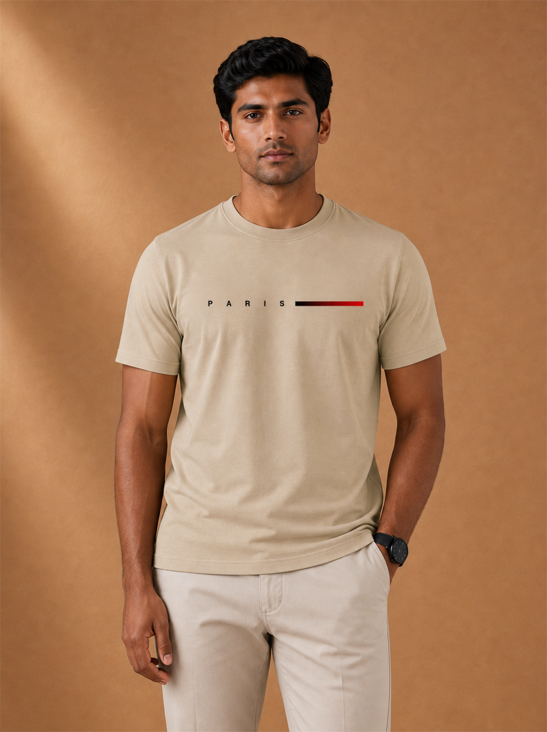 Monceau Paris Tee worn by a model, LOCKSTEP catalogue photograph