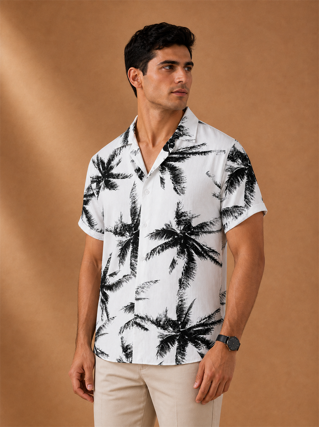Marlow Hawaiian Shirt worn by a model, LOCKSTEP catalogue photograph