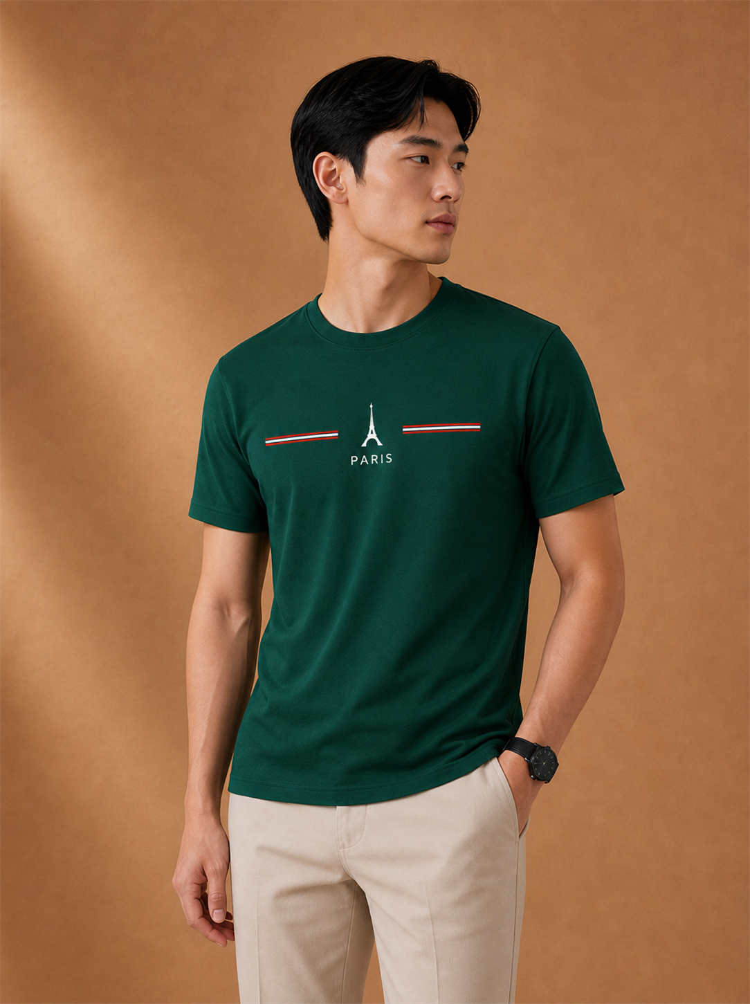 Marais Paris Tee worn by a model, LOCKSTEP catalogue photograph