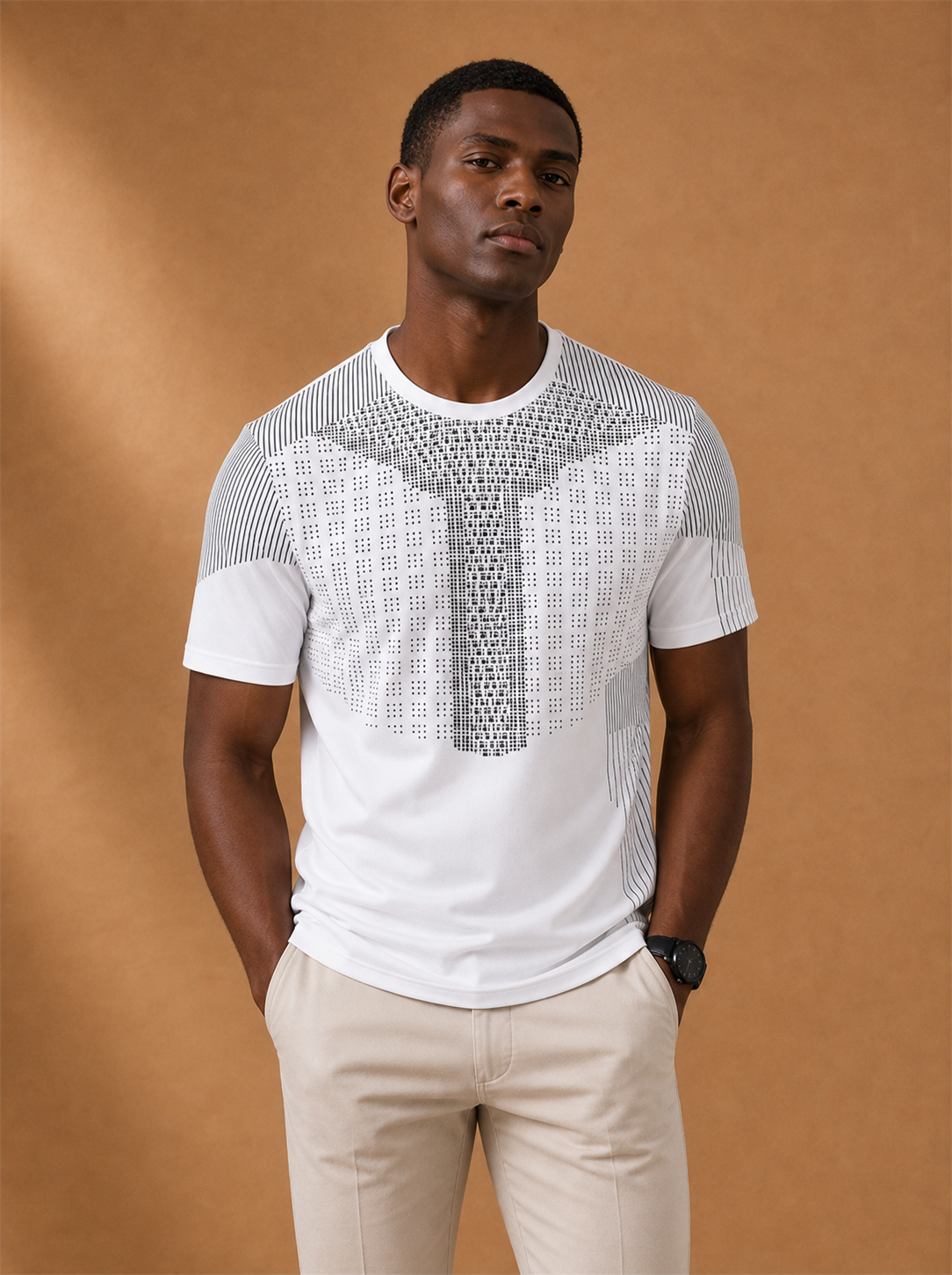 Kairo 3D Tee worn by a model, LOCKSTEP catalogue photograph
