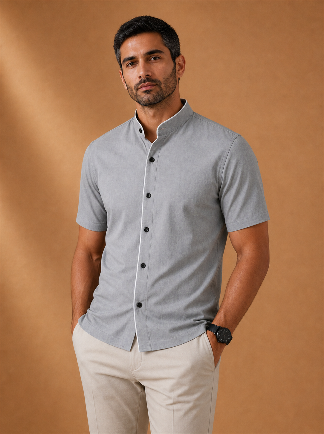 Veyra Short Sleeve Shirt worn by a model, LOCKSTEP catalogue photograph