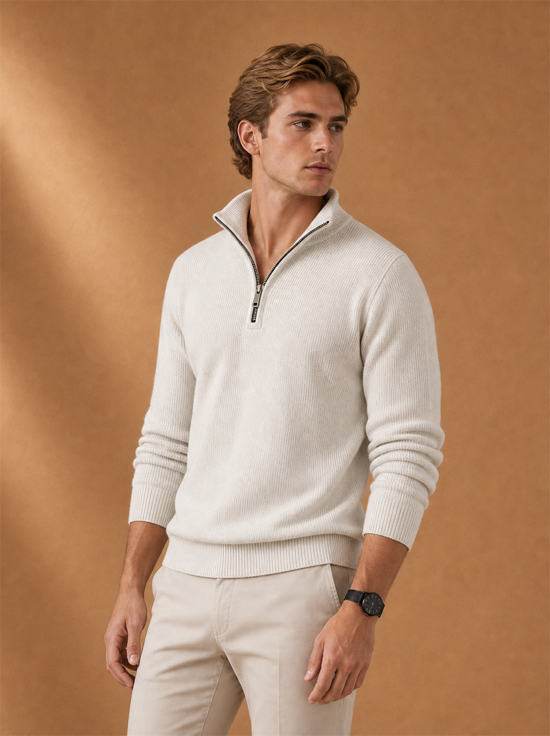 Auren Polo worn by a model, LOCKSTEP catalogue photograph