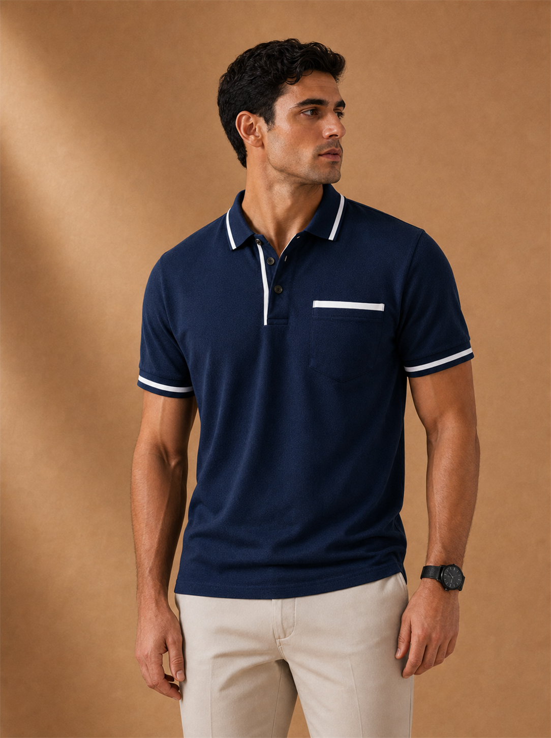 Sorel Polo worn by a model, LOCKSTEP catalogue photograph