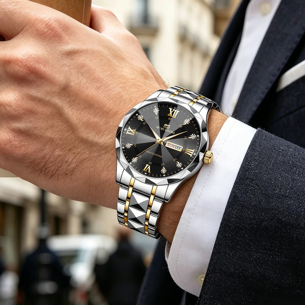 Thorne Watch worn with a navy suit