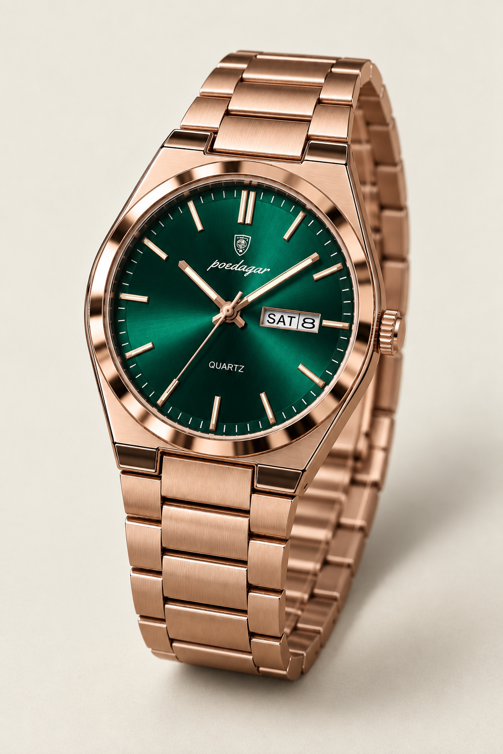 Verrick Watch in Rose Gold Green